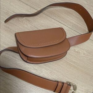 Pour her Paris Brown Real Leather Belt Bag New
